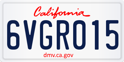 CA license plate 6VGR015