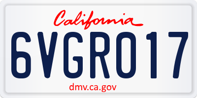 CA license plate 6VGR017
