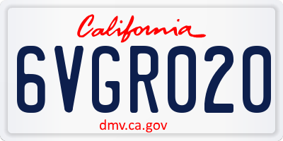 CA license plate 6VGR020