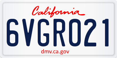 CA license plate 6VGR021