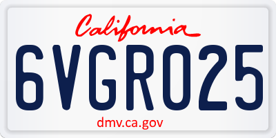 CA license plate 6VGR025