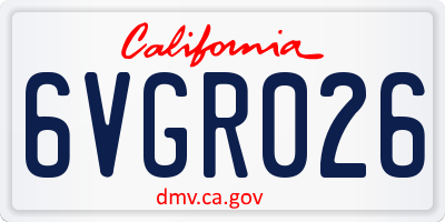 CA license plate 6VGR026