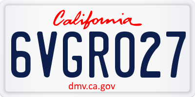 CA license plate 6VGR027