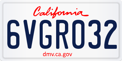 CA license plate 6VGR032