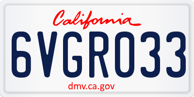 CA license plate 6VGR033