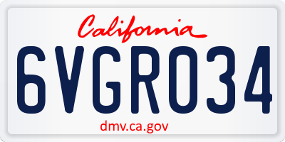 CA license plate 6VGR034
