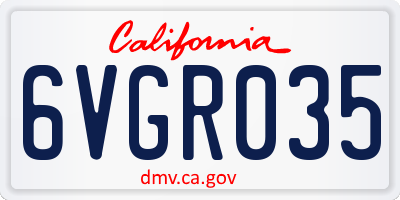 CA license plate 6VGR035