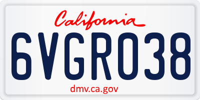 CA license plate 6VGR038