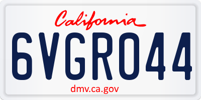 CA license plate 6VGR044