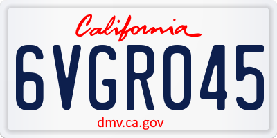 CA license plate 6VGR045