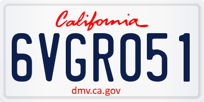 CA license plate 6VGR051