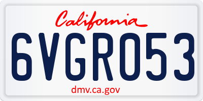CA license plate 6VGR053