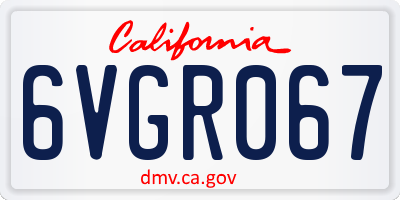 CA license plate 6VGR067