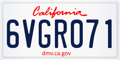 CA license plate 6VGR071