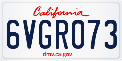 CA license plate 6VGR073