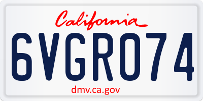 CA license plate 6VGR074