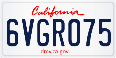 CA license plate 6VGR075