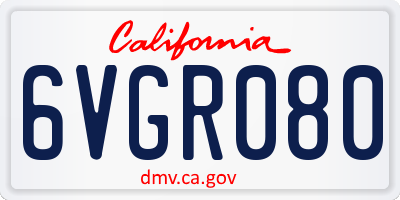 CA license plate 6VGR080