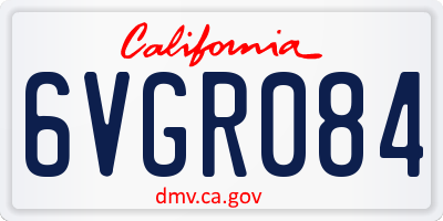 CA license plate 6VGR084