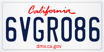 CA license plate 6VGR086