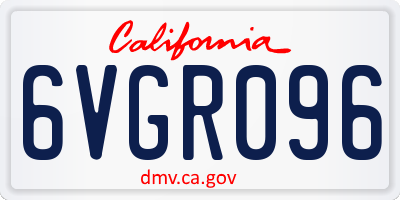CA license plate 6VGR096