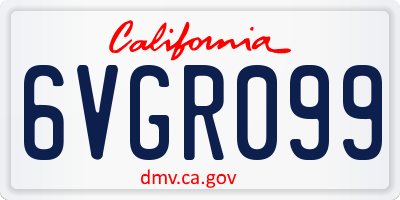 CA license plate 6VGR099