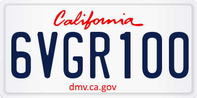 CA license plate 6VGR100