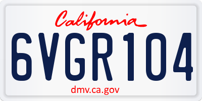CA license plate 6VGR104