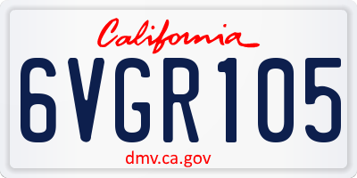 CA license plate 6VGR105