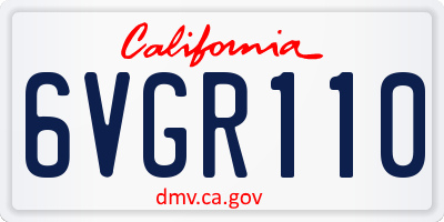 CA license plate 6VGR110