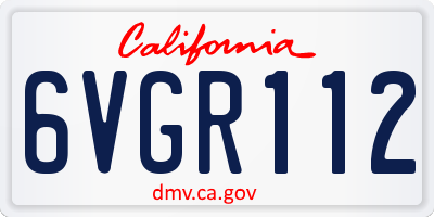 CA license plate 6VGR112