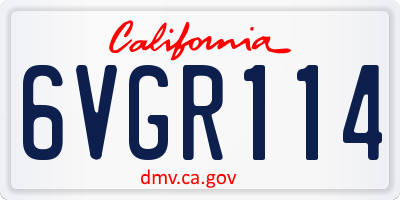 CA license plate 6VGR114