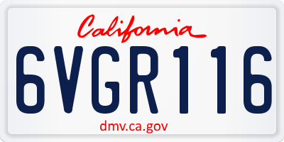 CA license plate 6VGR116