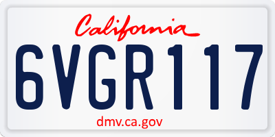 CA license plate 6VGR117
