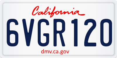 CA license plate 6VGR120