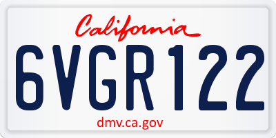 CA license plate 6VGR122