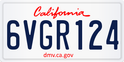 CA license plate 6VGR124