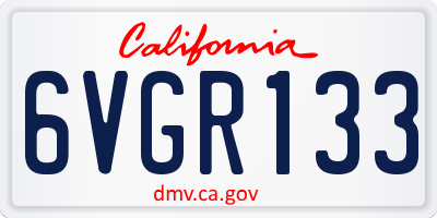 CA license plate 6VGR133