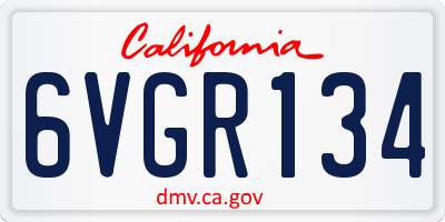 CA license plate 6VGR134