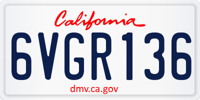CA license plate 6VGR136
