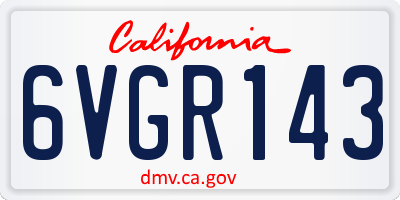 CA license plate 6VGR143