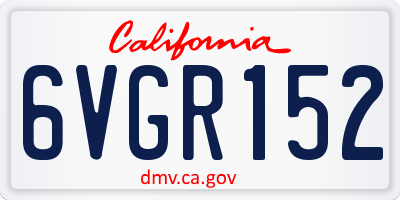CA license plate 6VGR152