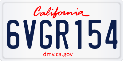 CA license plate 6VGR154