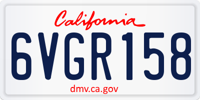 CA license plate 6VGR158