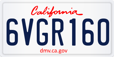 CA license plate 6VGR160