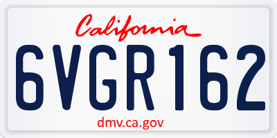 CA license plate 6VGR162