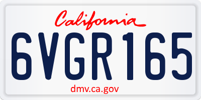 CA license plate 6VGR165