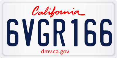 CA license plate 6VGR166
