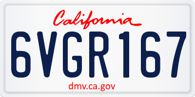 CA license plate 6VGR167
