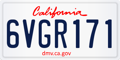 CA license plate 6VGR171